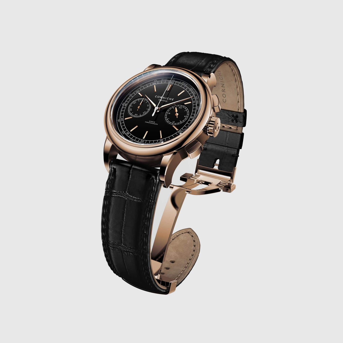 Corniche Heritage Chronograph Rose Gold Men's Watch with Black Dial