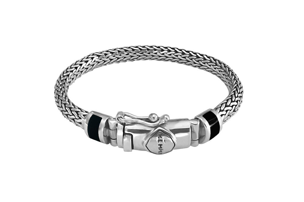 Kemmi - Bracelet Onyx en chaîne serpent 6mm