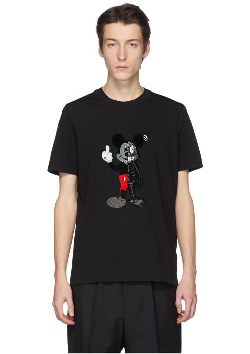 T-shirt with EMBROIDERED TWISTED MOUSE patch black