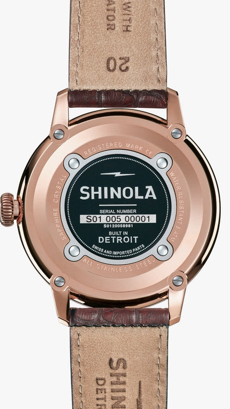 Shinola THE BEDROCK CHRONO 42MM Watch in BOURBON SANDBLAST SUNRAY 