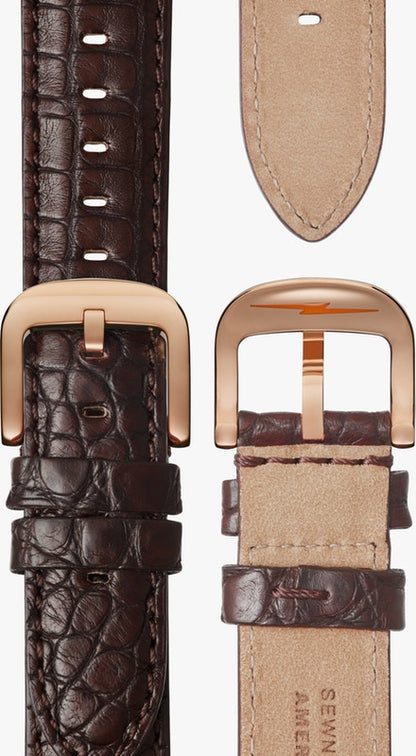 Shinola THE BEDROCK 42MM Watch in BOURBON SANDBLAST SUNRAY 