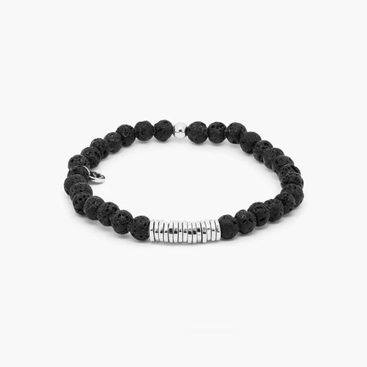 Classic disc bracelet with lava stone and sterling silver