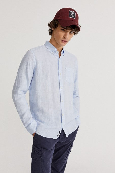 ECOALF - "MALIBU" linen shirt - Pale Blue