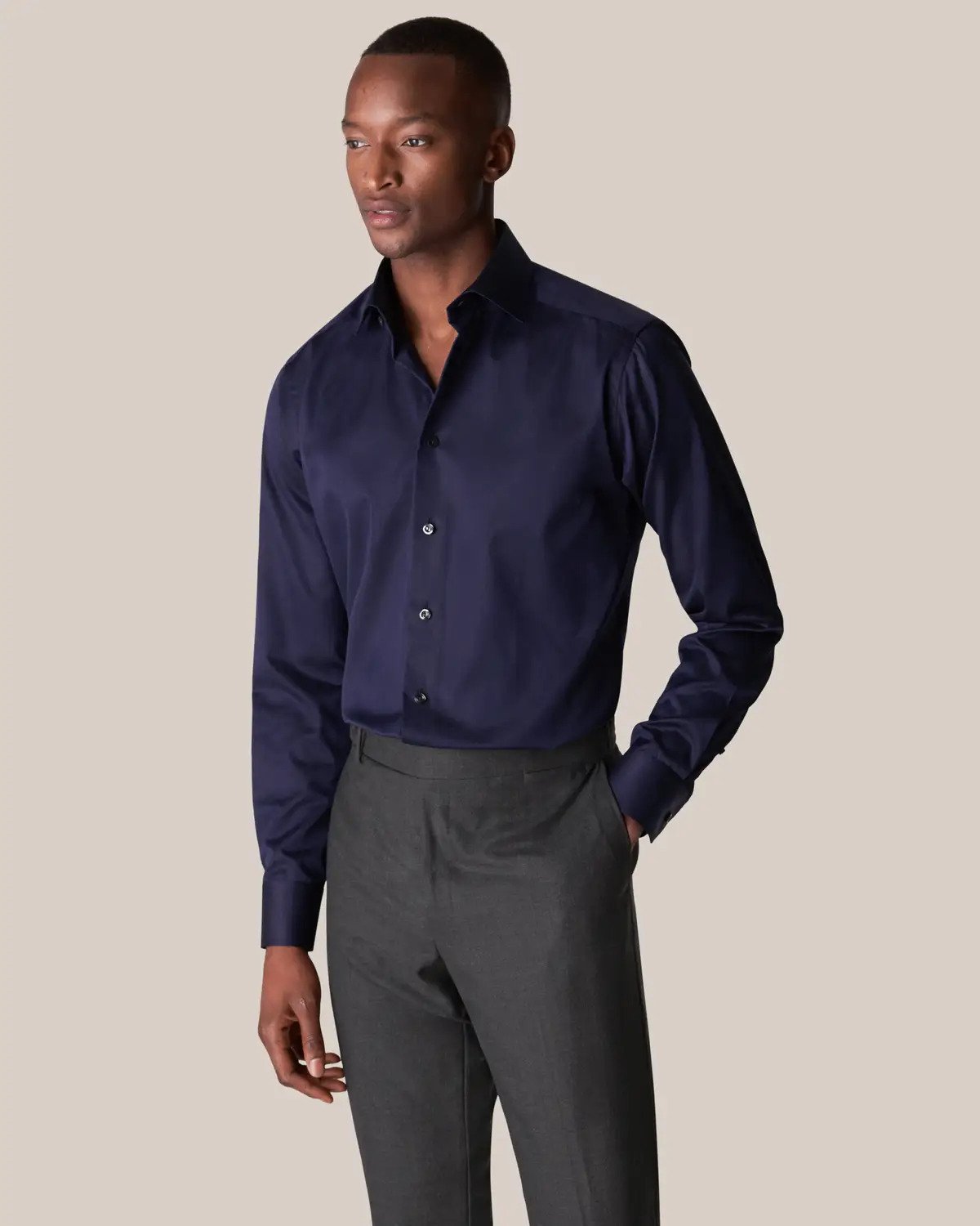 Eton - CHEMISE TWILL SIGNATURE (coupe slim) - Bleu marine