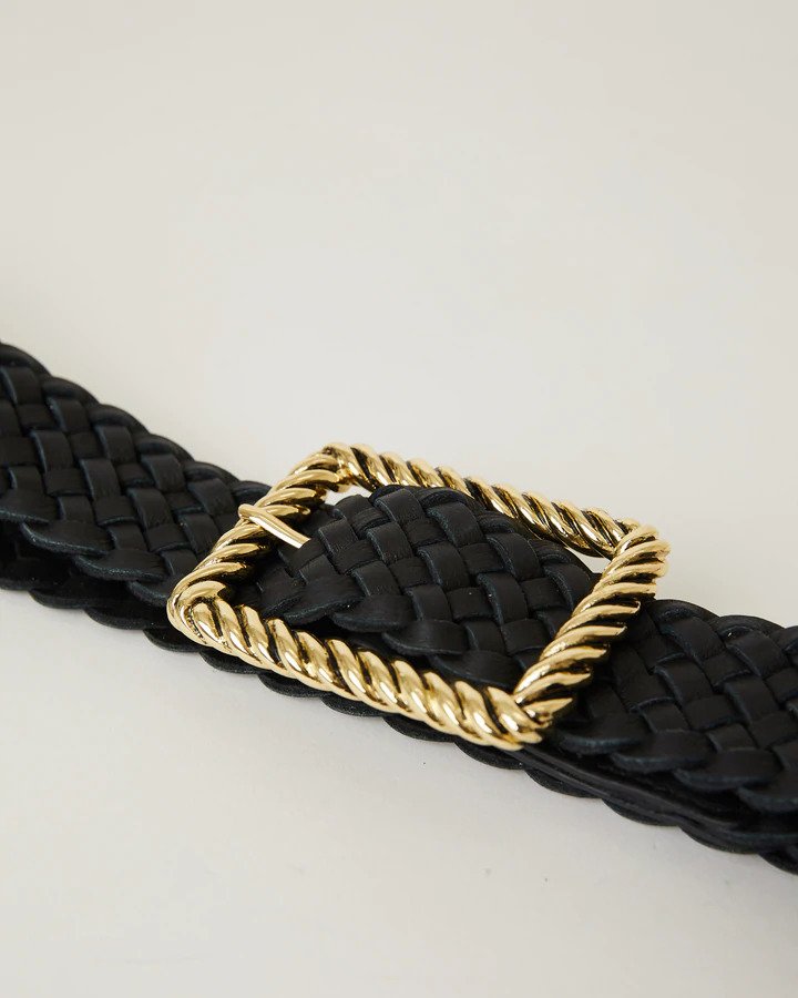 B-low the belt - Janelle braided suede belt - Black and Gold