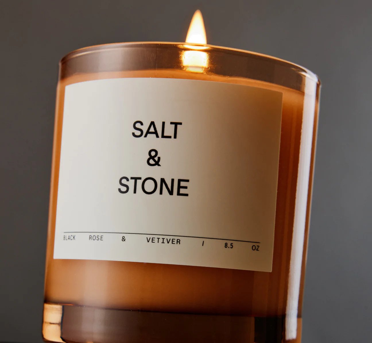 Salt &amp; Stone - Black rose and vetiver scented candle