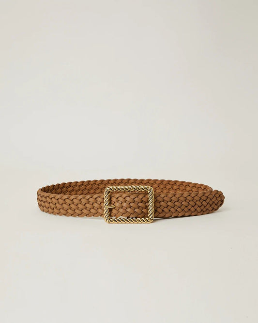 B-low the belt - Janelle braided suede belt - Taupe and Gold