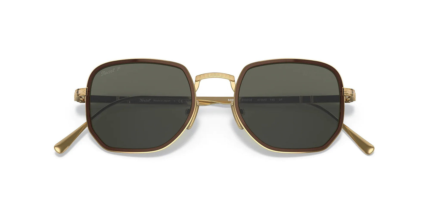 Persol - Lunettes de soleil à monture ronde en titane et acétate - Or/Marron / Vert Polarisé