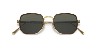 Persol - Lunettes de soleil à monture ronde en titane et acétate - Or/Marron / Vert Polarisé