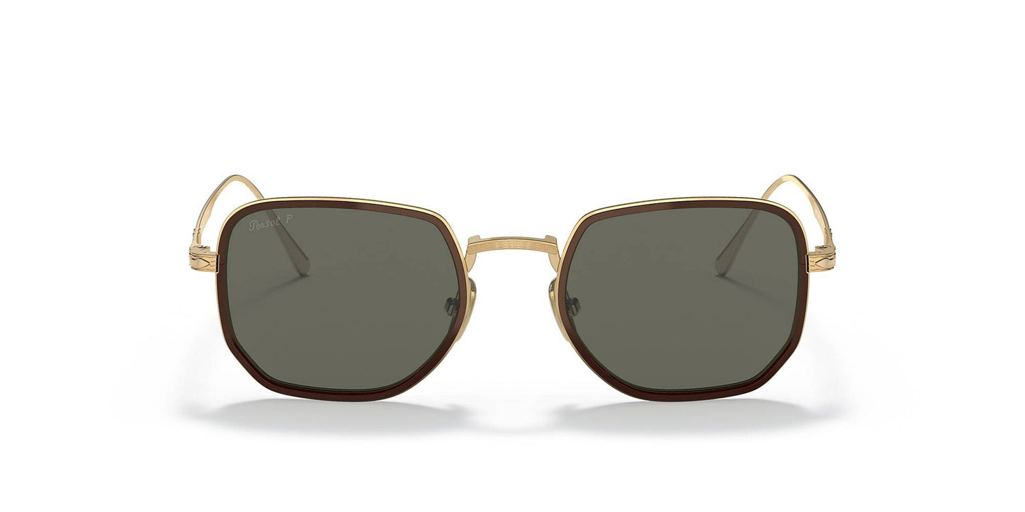 Persol - Lunettes de soleil à monture ronde en titane et acétate - Or/Marron / Vert Polarisé