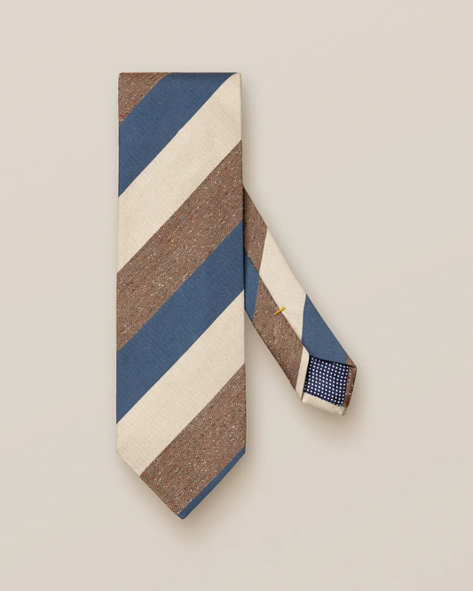 eton | Regimental Stripe Cotton &amp; Silk Tie - Brown