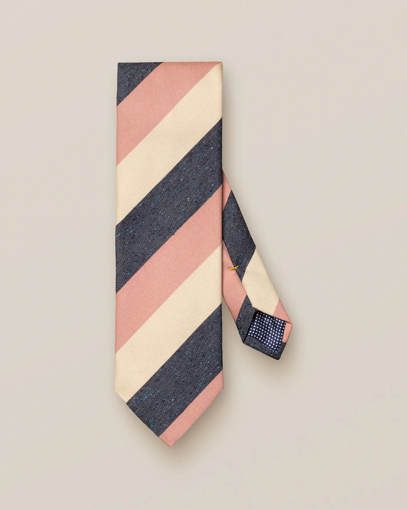 ETON | Cravate en Soie et Coton à Rayures Régimentaires - Marine/Rose