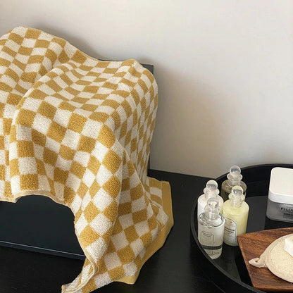 Un Art de Vivre - Serviette de bain à carreaux Retro - Jaune