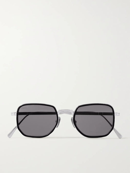 Persol - Round Frame Sunglasses in Titanium and Acetate 