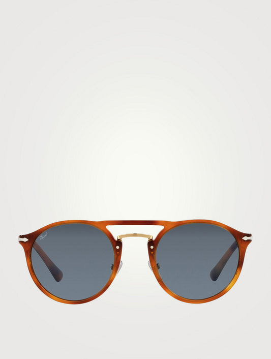 Persol - PO3264S Round Sunglasses - Light Brown, Blue 