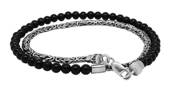 Kemmi Bracelet - Silver Mini Chain Bead Onyx