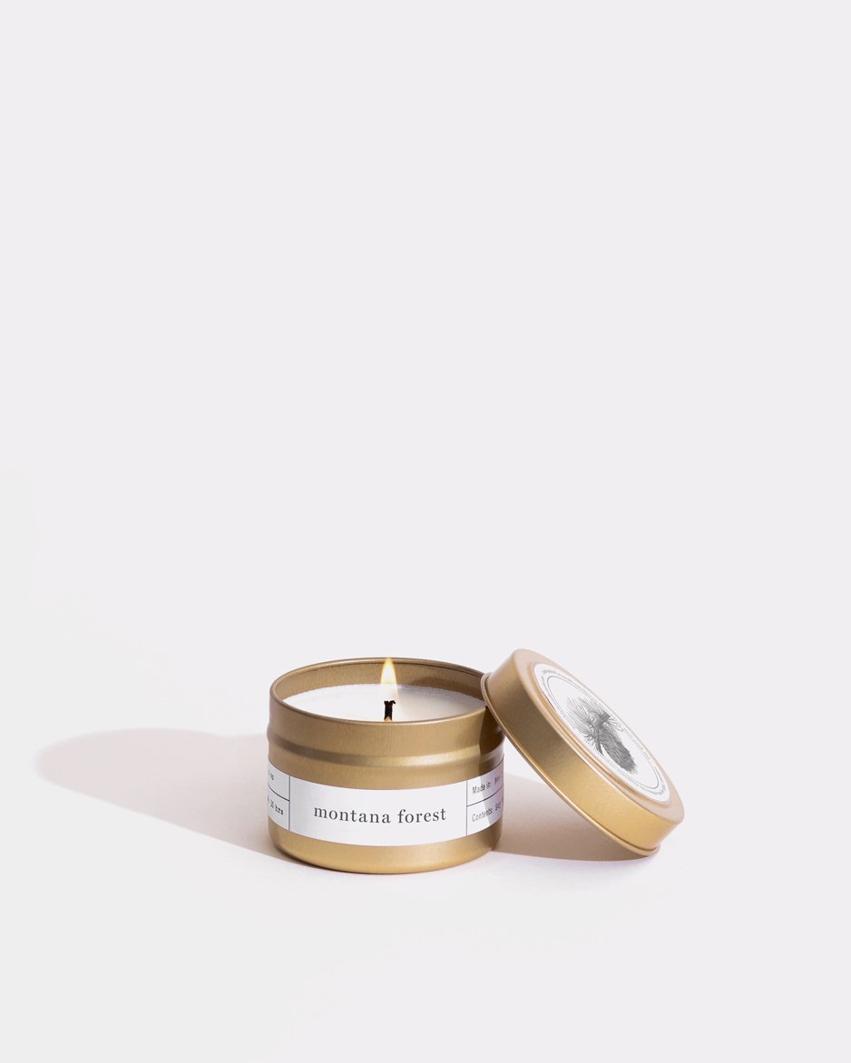 Chandelle Parfumée Brooklyn Candle Gold Travel "Montana Forest"