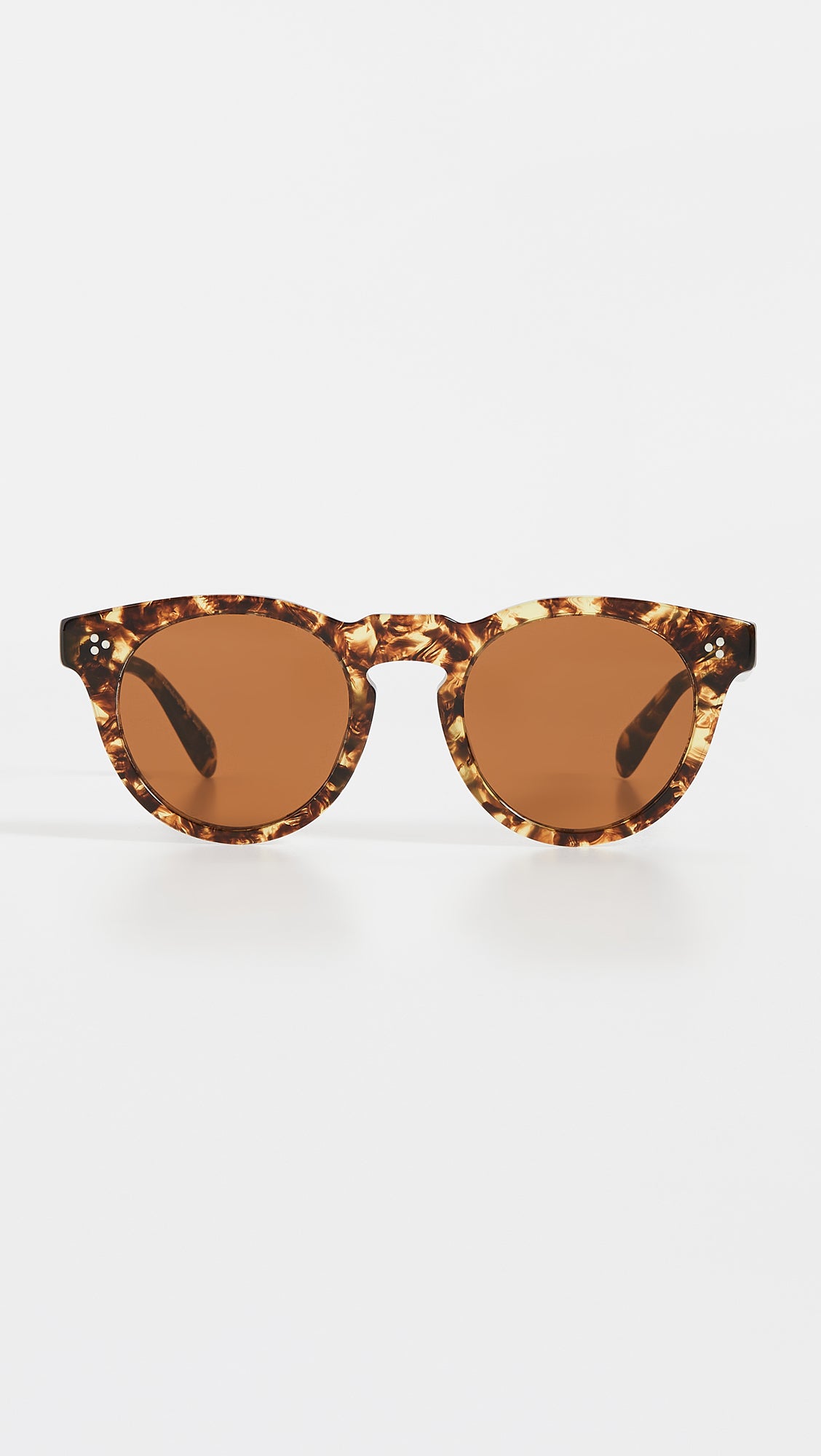 Oliver Peoples Lewen Round Sunglasses in Tortoise Brown