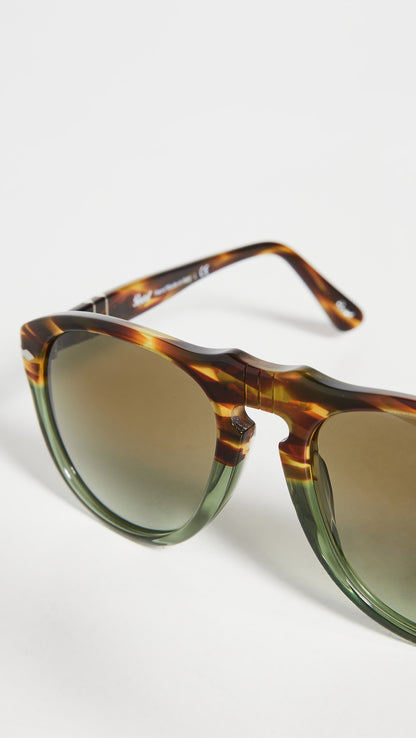 Persol - Aviator sunglasses 649 - Tortoise brown green transparent / green gradient 
